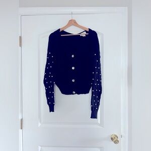 Jessica Simpson Black Cardigan Sweater with Pearls